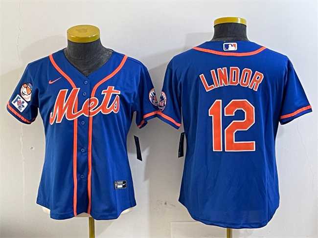 Women%27s New York Mets #12 Francisco Lindor Royal 2025 Spring Training Cool Base Stitched Jersey